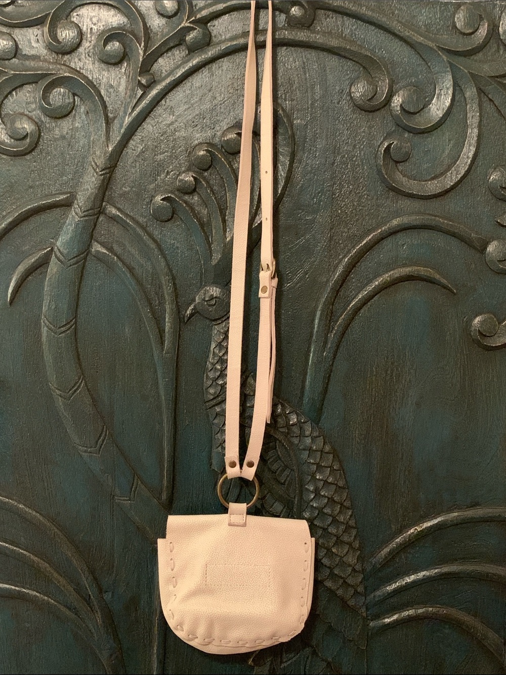 Free People Leather Crossbody Small Purse Vintaged Ivory - Picture 4 of 14